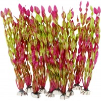 Artificial Seaweed Water Plants for Aquarium, Plastic Fish Tank Plant Decorations 10 PCS (Wine Red)