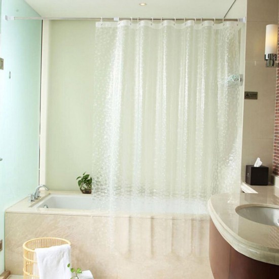 72 Inch Shower Curtain Transparent 3D Water Cube Design Bathroom Waterproof EVA